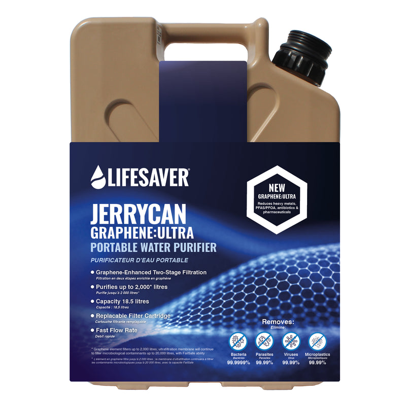 Load image into Gallery viewer, Tan Lifesaver Jerrycan Graphene-Ultra portable water purifier on a white background
