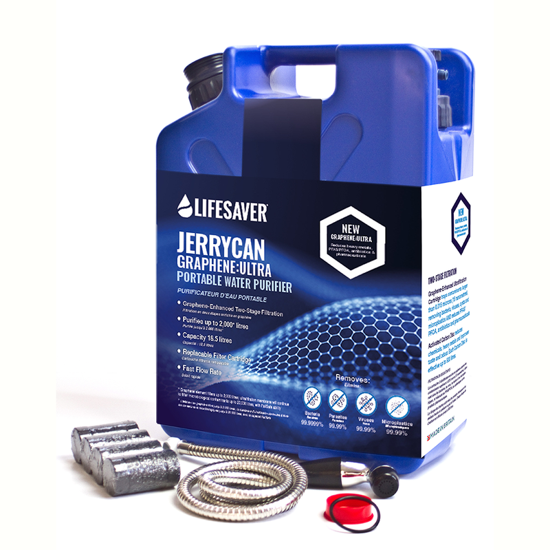 Load image into Gallery viewer, Lifesaver Jerrycan Graphene Ultra portable water purifier with accessories on a white background
